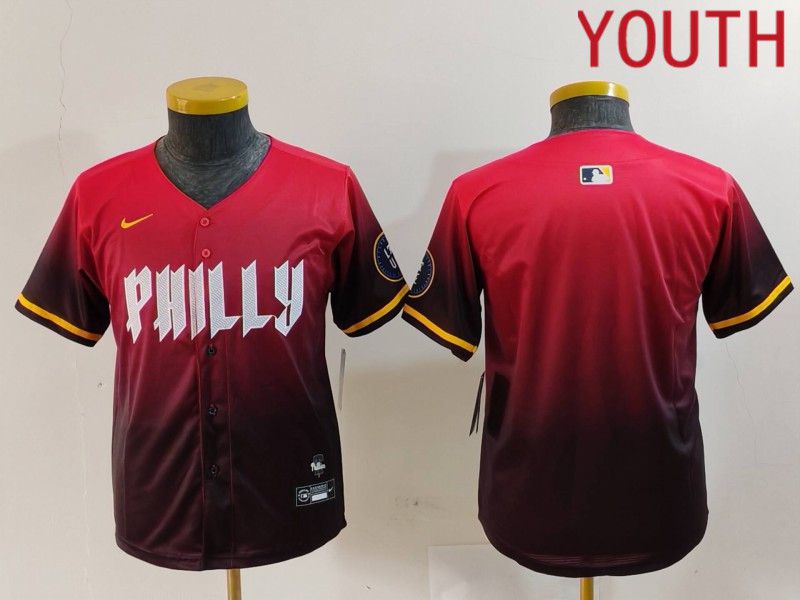 Youth Philadelphia Phillies Blank Red City Edition 2024 Nike MLB Jersey style 1